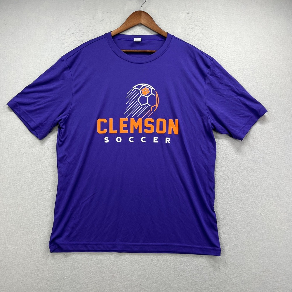 Clemson Tigers Soccer Mens XL Purple Activewear Performance Tee T-Shirt Gear